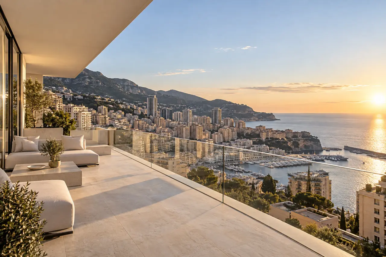 Appartement de luxe à Monaco avec terrasse et vue panoramique sur Monte-Carlo et la Méditerranée
