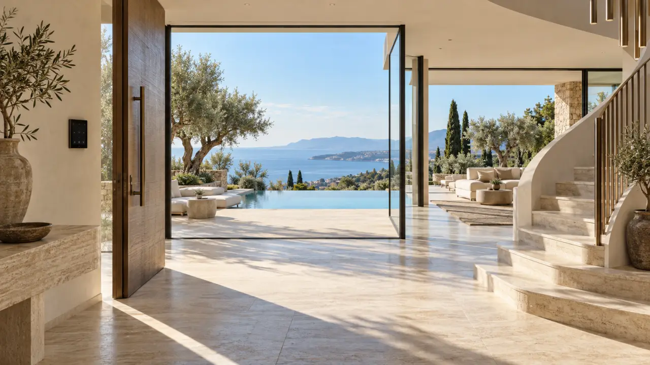Villa contemporaine de luxe entourée de nature, avec piscine et grandes baies vitrées