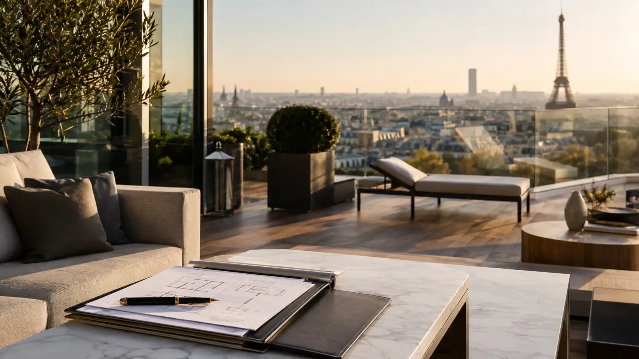 Penthouse de prestige avec vue panoramique, lignes contemporaines et atmosphère lumineuse