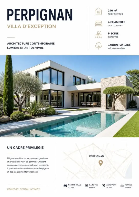 Villa contemporaine de prestige à Perpignan avec piscine et jardin paysager