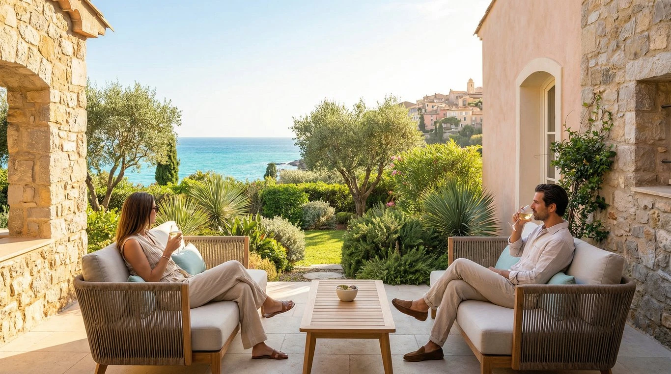 Vue sur mer depuis une terrasse
